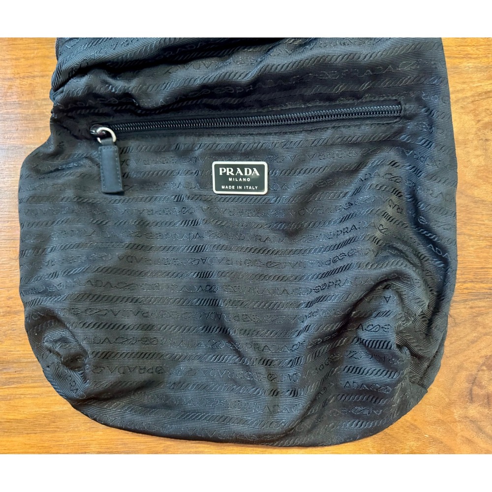 Prada Tessuto Nylon Tote Bag Black Triangle Logo Vintage Zip Top Shoulder Bag - Picture 10 of 11